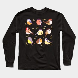 Cute European birds illustration Long Sleeve T-Shirt